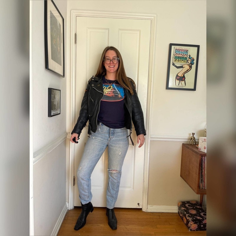 80s Vintage Fringe Motorcycle Jacket w Harley Patches - Picture 3 of 9